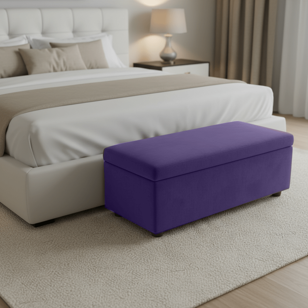 Purple Modern Smooth Top Storage Bench Vibrant Art Style UK - ISTOOLS