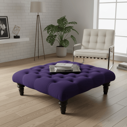 Purple Modern Square Tufted Footstool Multi - Toned Designer Style - ISTOOLS