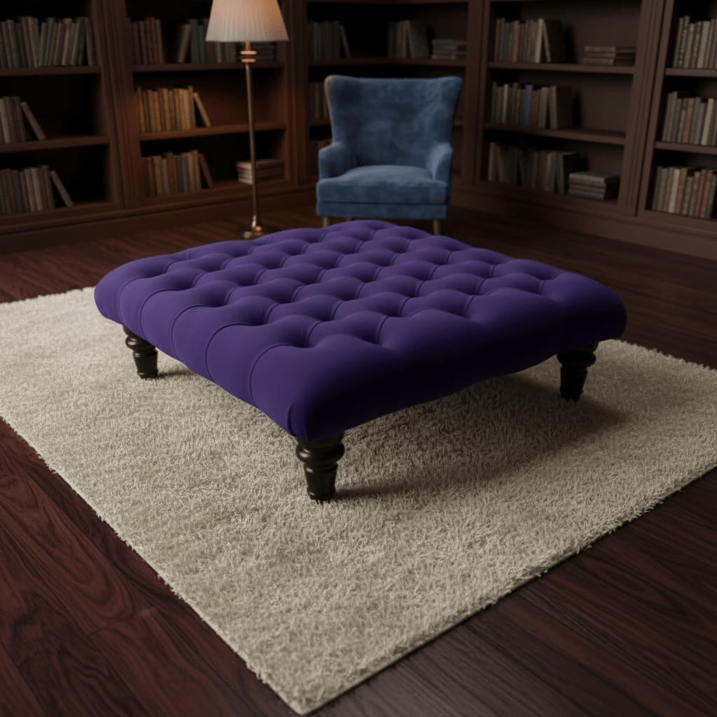 Purple Modern Square Tufted Footstool Multi - Toned Designer Style - ISTOOLS