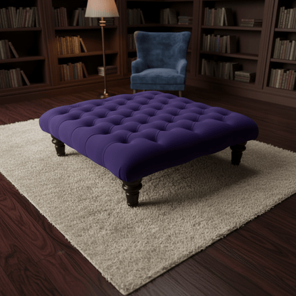 Purple Modern Square Tufted Footstool Multi - Toned Designer Style - ISTOOLS