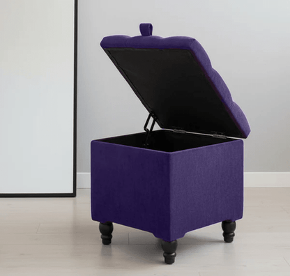 Purple Velvet Footstool with Storage – Aubergine Small Ottoman UK - ISTOOLS