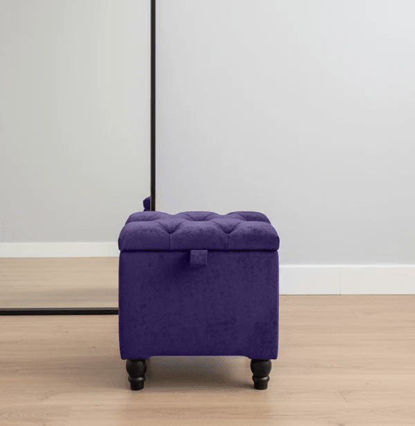 Purple Velvet Footstool with Storage – Aubergine Small Ottoman UK - ISTOOLS