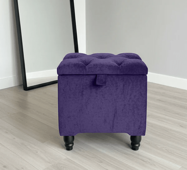Purple Velvet Footstool with Storage – Aubergine Small Ottoman UK - ISTOOLS