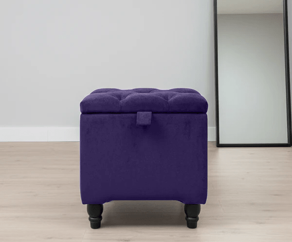 Purple Velvet Footstool with Storage – Aubergine Small Ottoman UK - ISTOOLS
