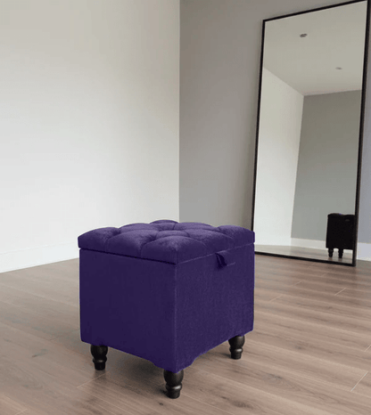 Purple Velvet Footstool with Storage – Aubergine Small Ottoman UK - ISTOOLS