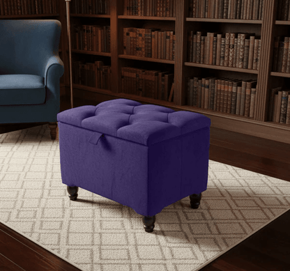 Purple Velvet Footstool with Storage – Aubergine Small Ottoman UK - ISTOOLS