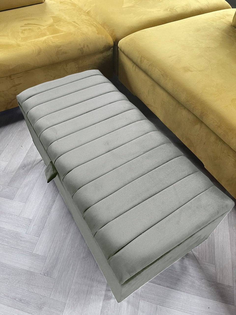 Rectangle Line Panel Storage Bench, Footstool coffee table - ISTOOLS