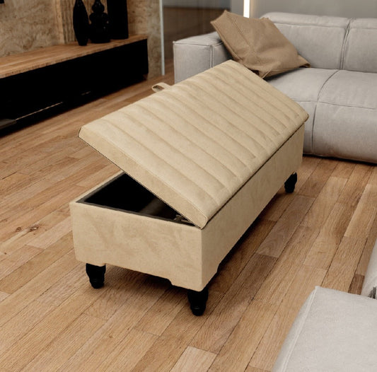 Rectangle Line Panel Storage Bench, Footstool coffee table - ISTOOLS