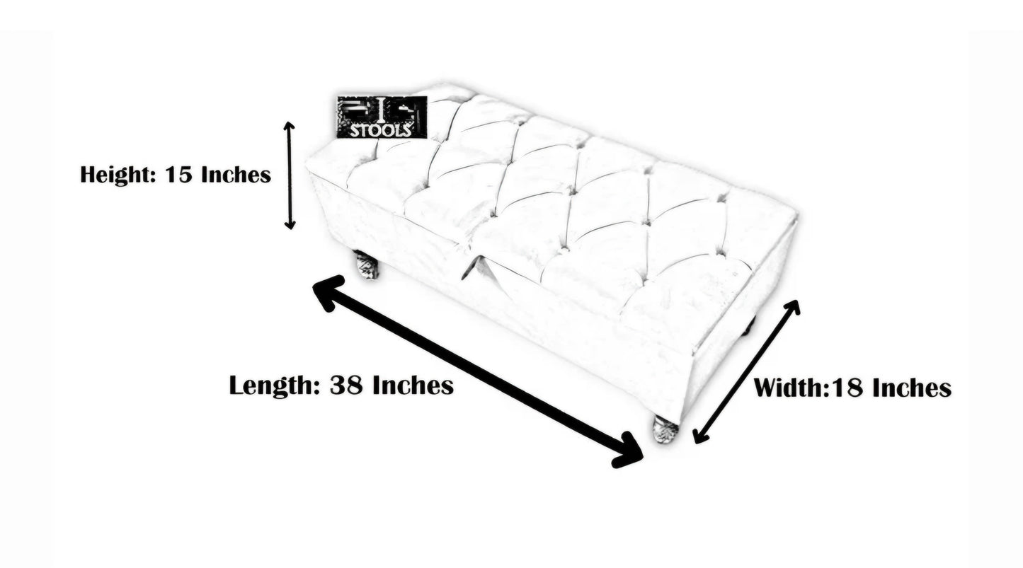 Rectangular chesterfield buttoned Storage Bench coffee table footstool - ISTOOLS
