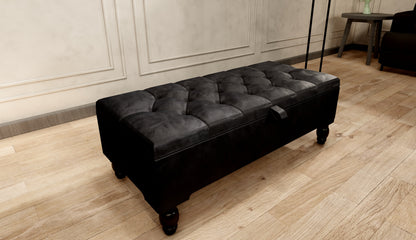 Rectangular chesterfield buttoned Storage Bench coffee table footstool - ISTOOLS