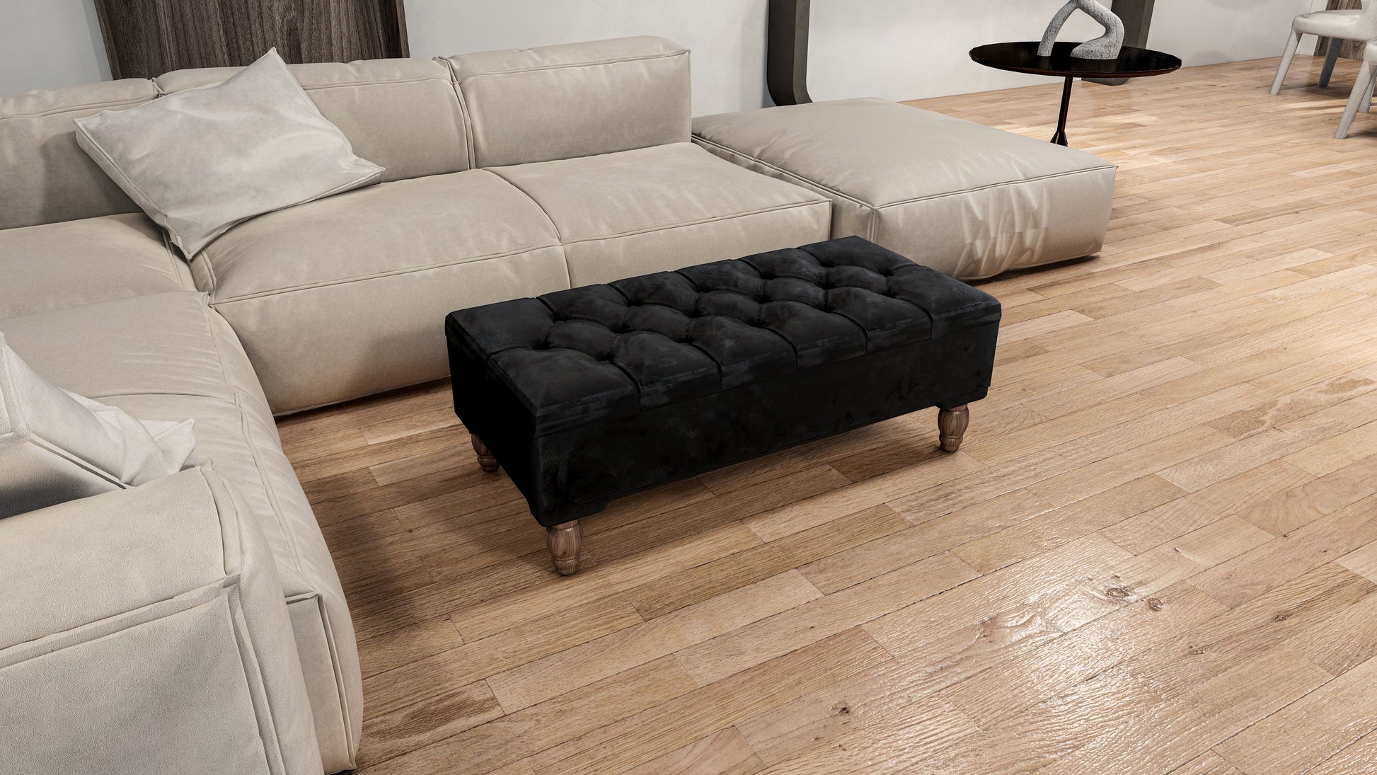 Rectangular chesterfield buttoned Storage Bench coffee table footstool - ISTOOLS