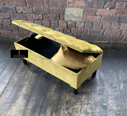 Rectangular chesterfield buttoned Storage Bench coffee table footstool - ISTOOLS