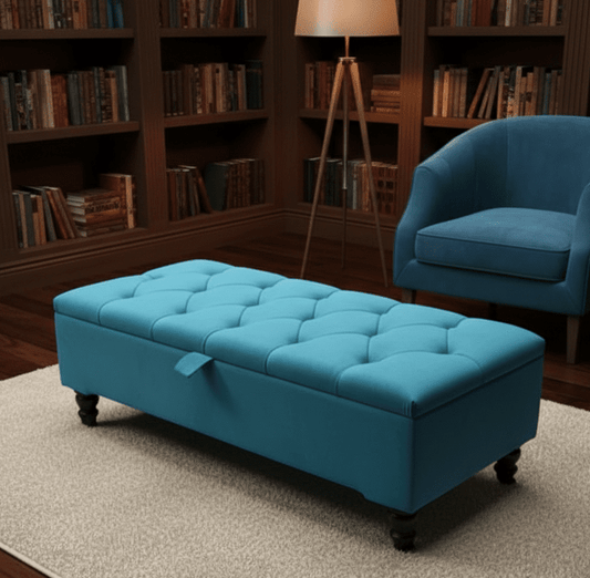 Rectangular Chesterfield Velvet Storage Bench & Coffee Table Footstool - ISTOOLS