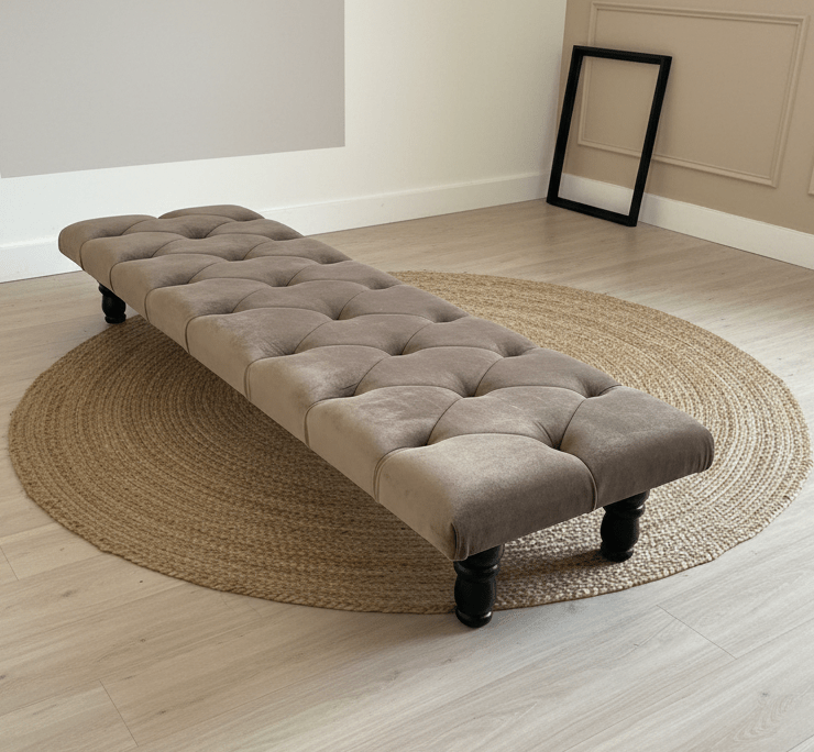 Rectangular Sand Coloured Chesterfield Footstool - ISTOOLS