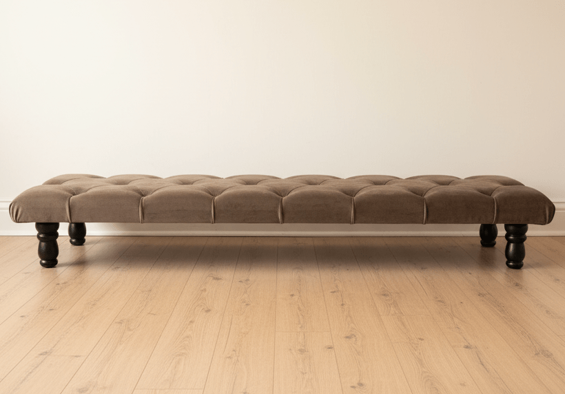 Luxury velvet Chesterfield ottoman with memory foam cushion - ISTOOLS