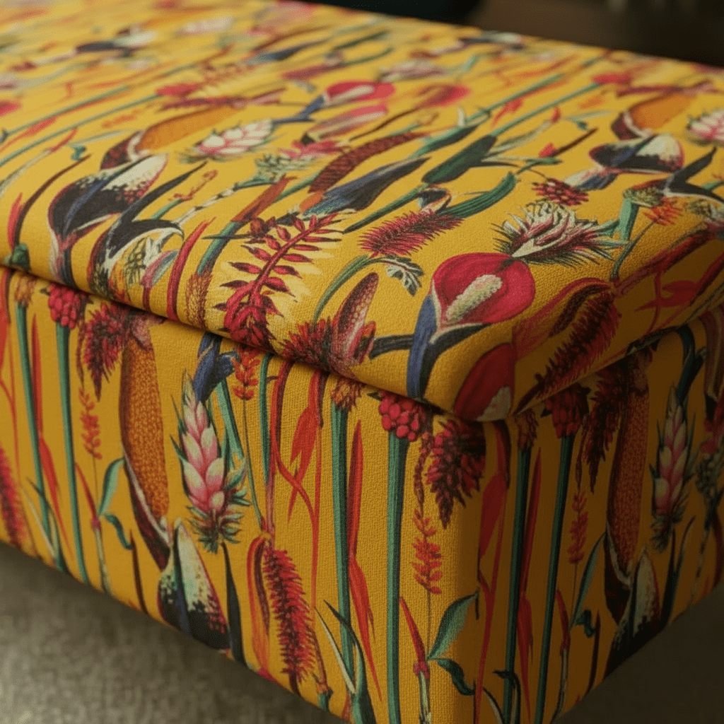 Rectangular Storage Ottoman Coffee Table – Multi - Coloured Artistic Design, Handcrafted UK - ISTOOLS