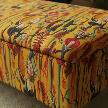 Rectangular Storage Ottoman Coffee Table – Multi - Coloured Artistic Design, Handcrafted UK - ISTOOLS