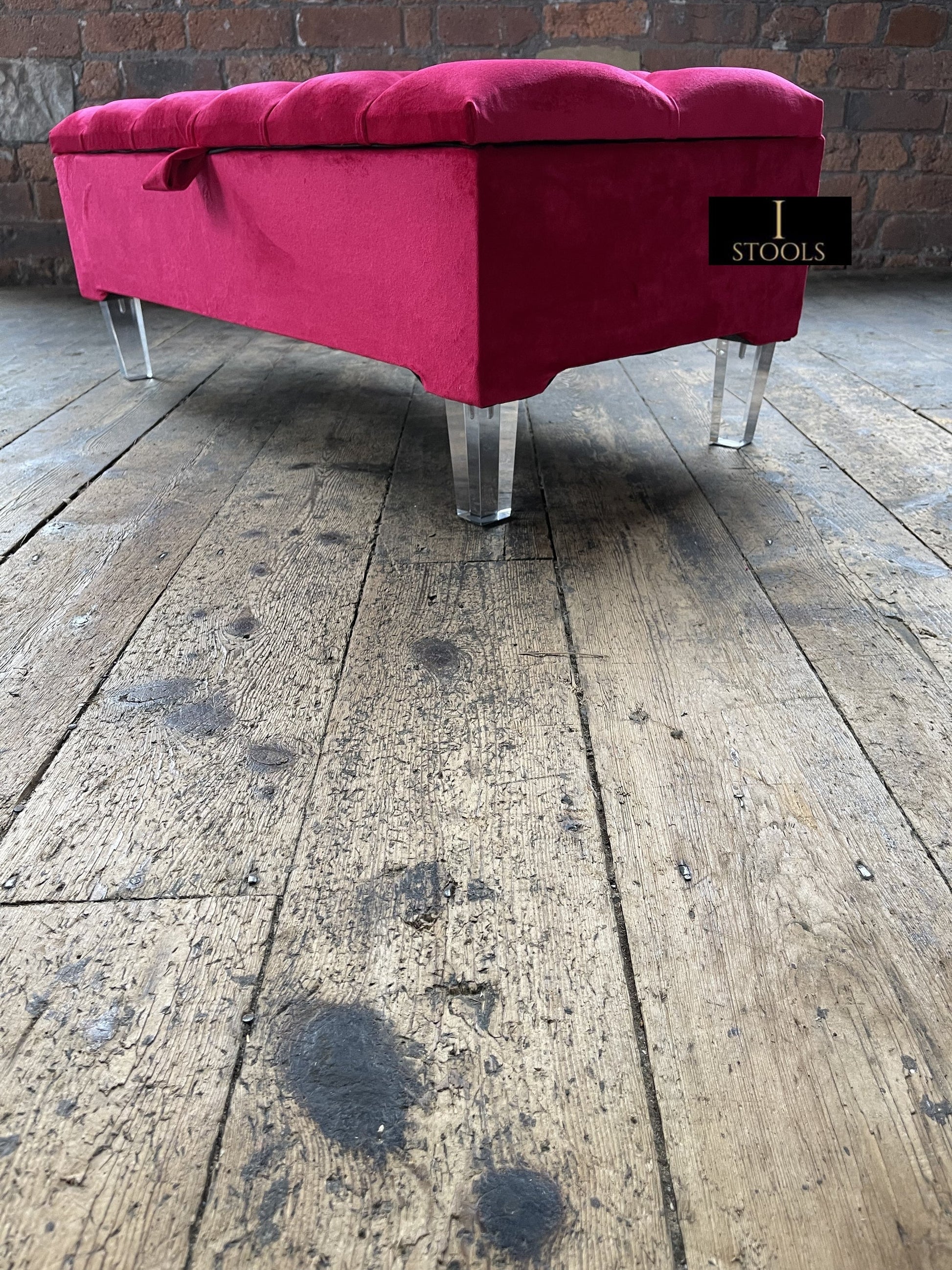 Red/Pink Ottoman Storage Bench | Red/Pink Ottoman Footrest coffee table - ISTOOLS