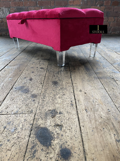 Red/Pink Ottoman Storage Bench | Red/Pink Ottoman Footrest coffee table - ISTOOLS