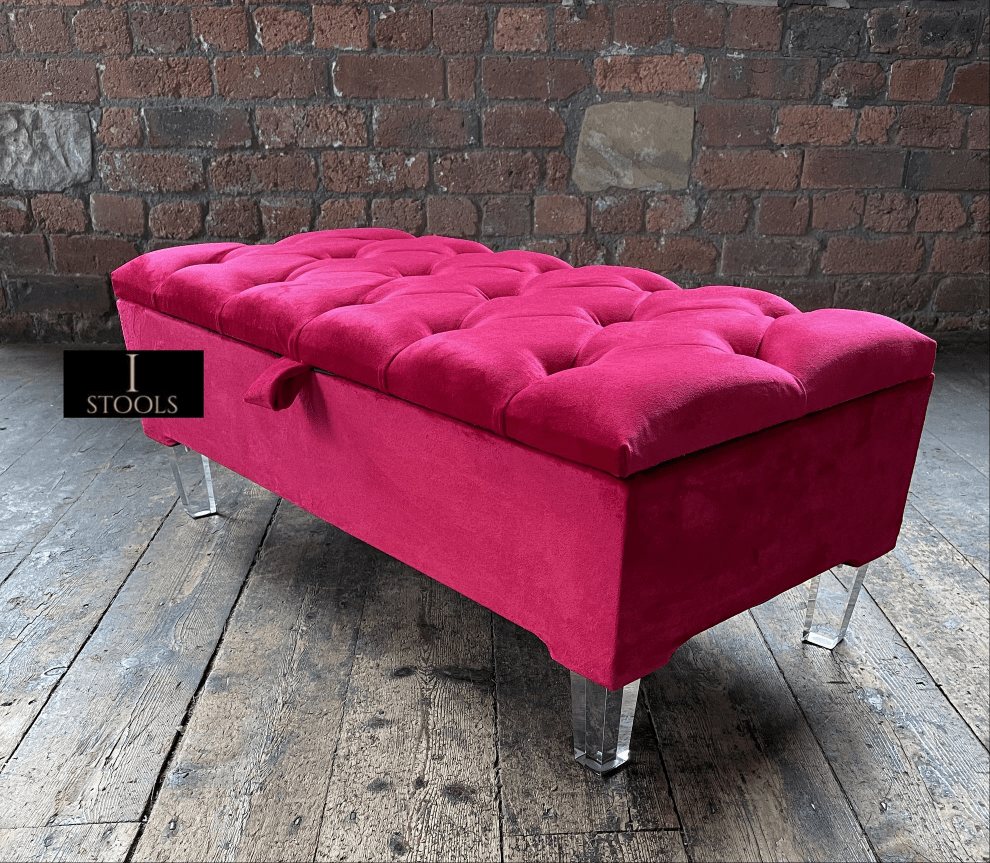 Red/Pink Ottoman Storage Bench | Red/Pink Ottoman Footrest coffee table - ISTOOLS