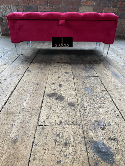 Red/Pink Ottoman Storage Bench | Red/Pink Ottoman Footrest coffee table - ISTOOLS