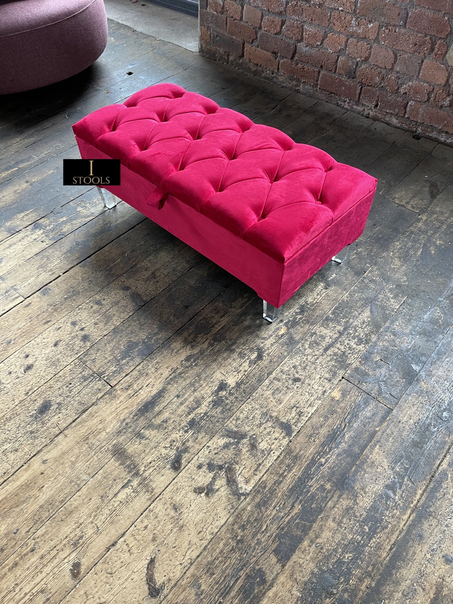 Red/Pink Ottoman Storage Bench | Red/Pink Ottoman Footrest coffee table - ISTOOLS