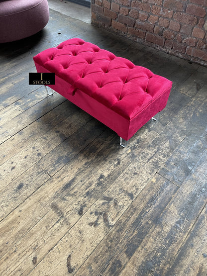 Red/Pink Ottoman Storage Bench | Red/Pink Ottoman Footrest coffee table - ISTOOLS