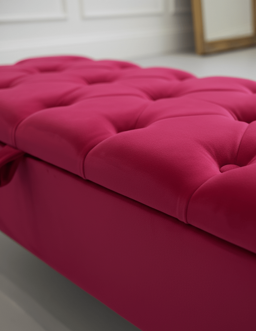 Red/Pink Ottoman Storage Bench | Red/Pink Ottoman Footrest coffee table - ISTOOLS