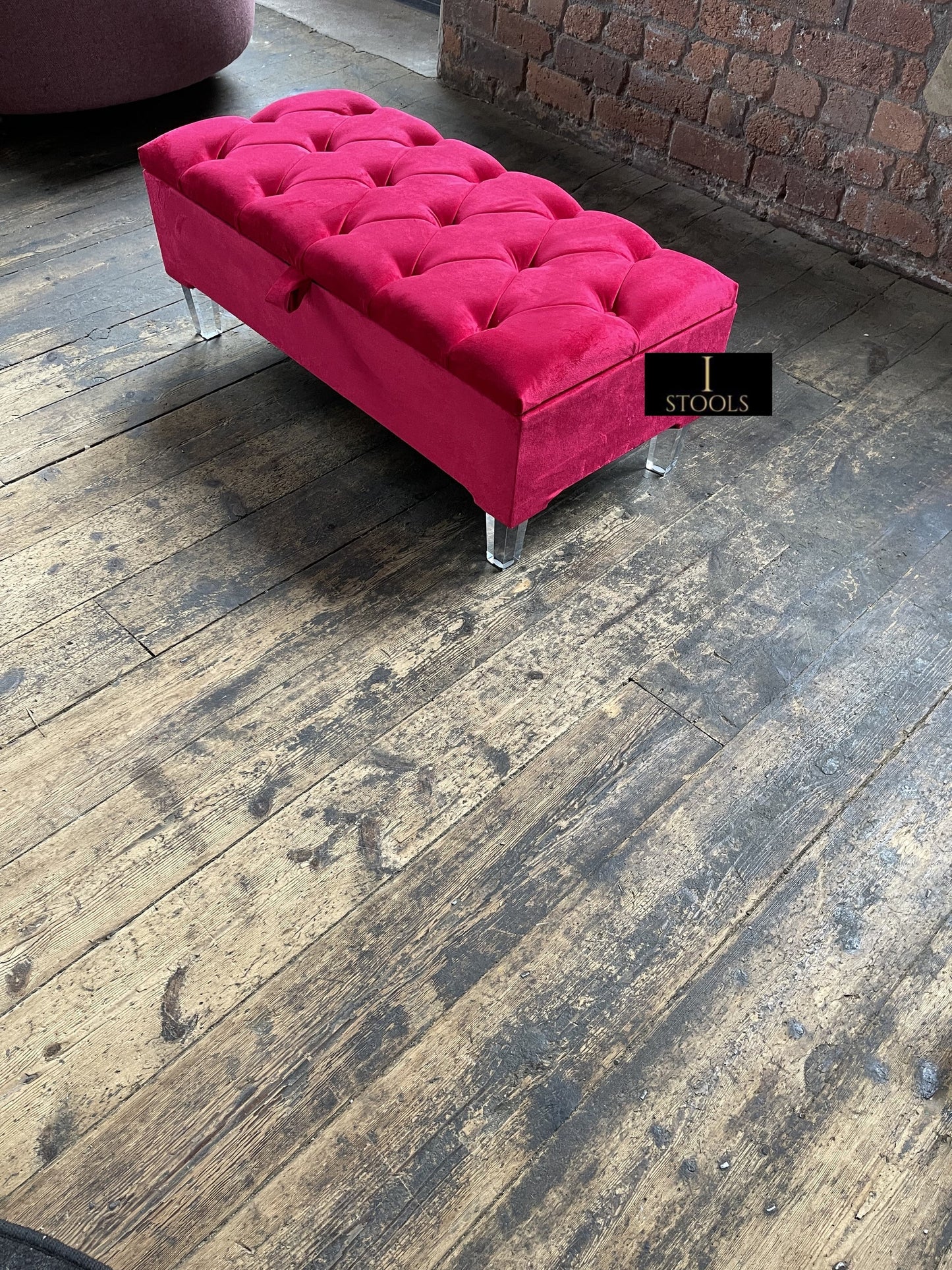 Red/Pink Ottoman Storage Bench | Red/Pink Ottoman Footrest coffee table - ISTOOLS