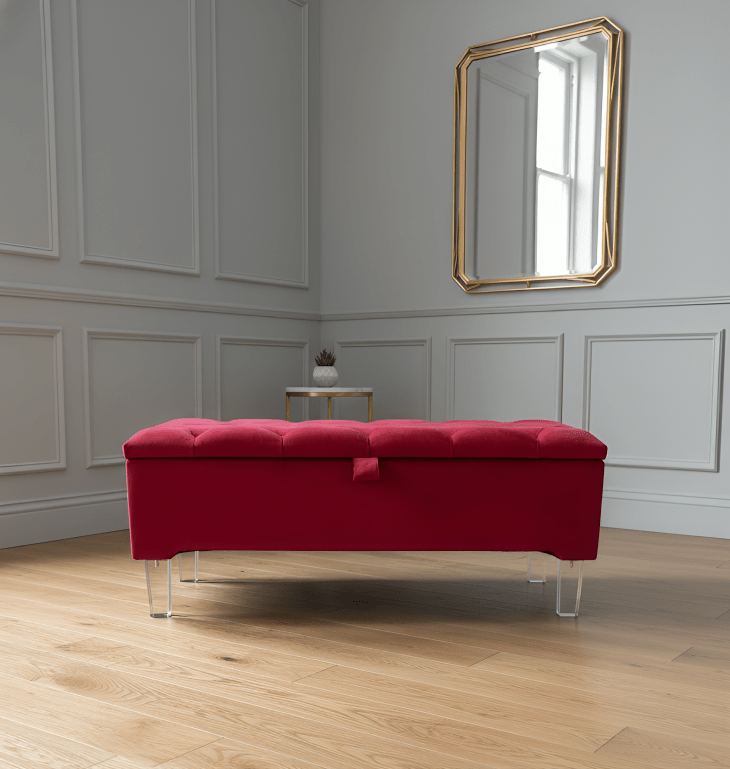 Red/Pink Ottoman Storage Bench | Red/Pink Ottoman Footrest coffee table - ISTOOLS