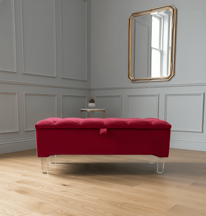 Red/Pink Ottoman Storage Bench | Red/Pink Ottoman Footrest coffee table - ISTOOLS