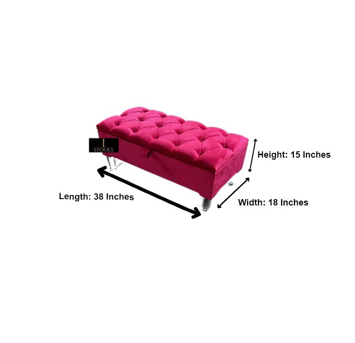 Red/Pink Ottoman Storage Bench | Red/Pink Ottoman Footrest coffee table - ISTOOLS