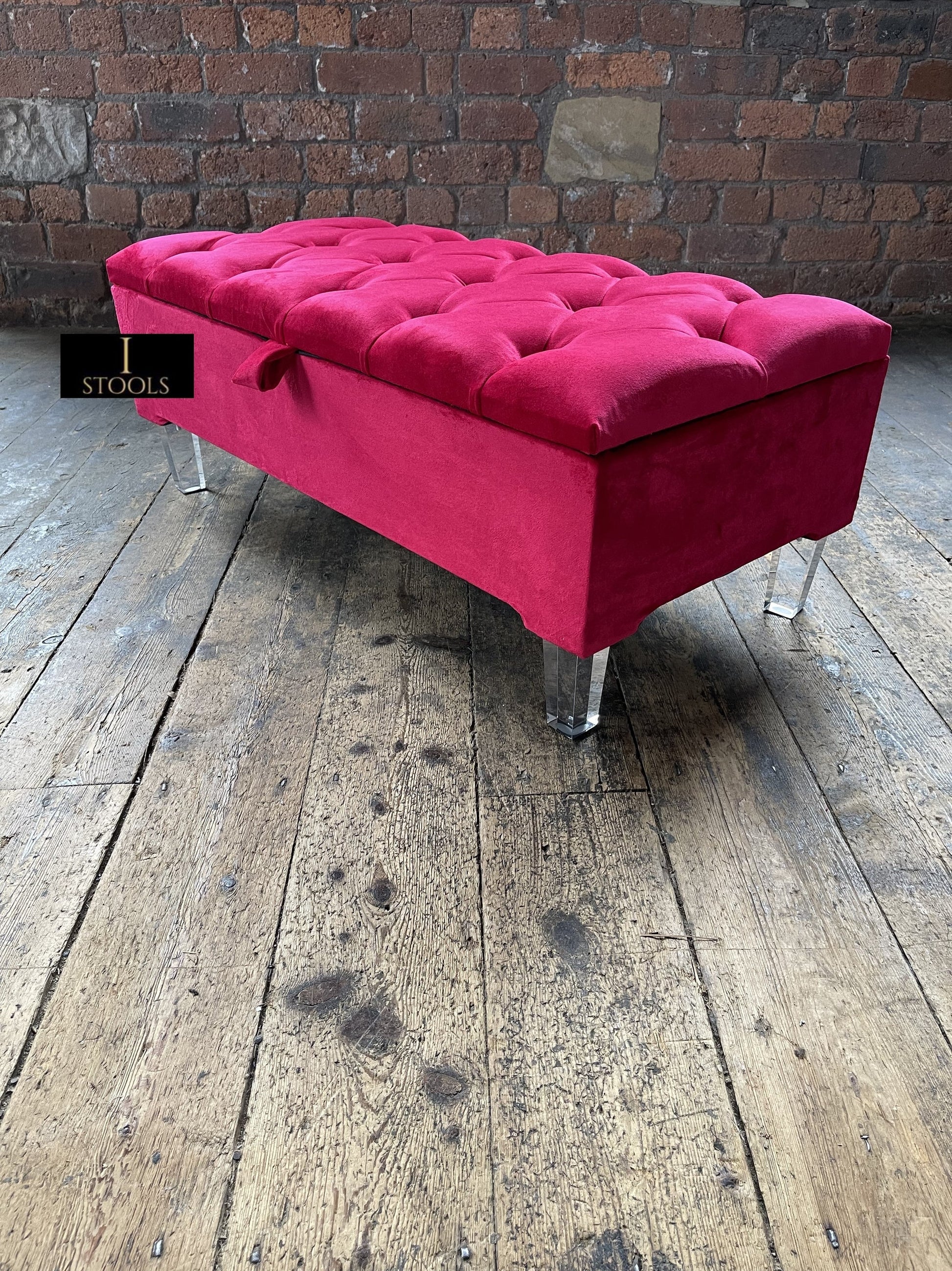 Red/Pink Ottoman Storage Bench | Red/Pink Ottoman Footrest coffee table - ISTOOLS