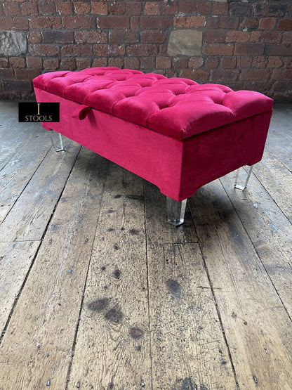 Red/Pink Ottoman Storage Bench | Red/Pink Ottoman Footrest coffee table - ISTOOLS