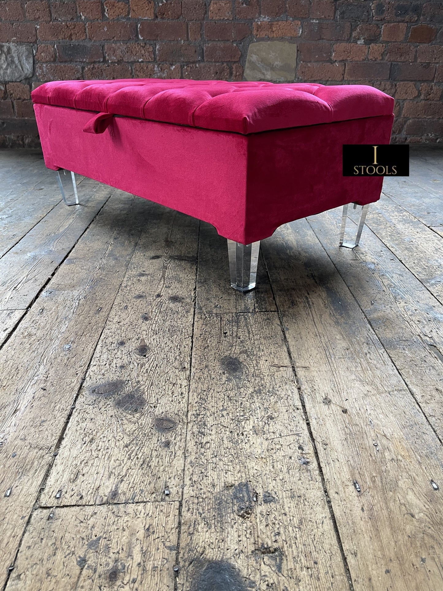 Red/Pink Ottoman Storage Bench | Red/Pink Ottoman Footrest coffee table - ISTOOLS