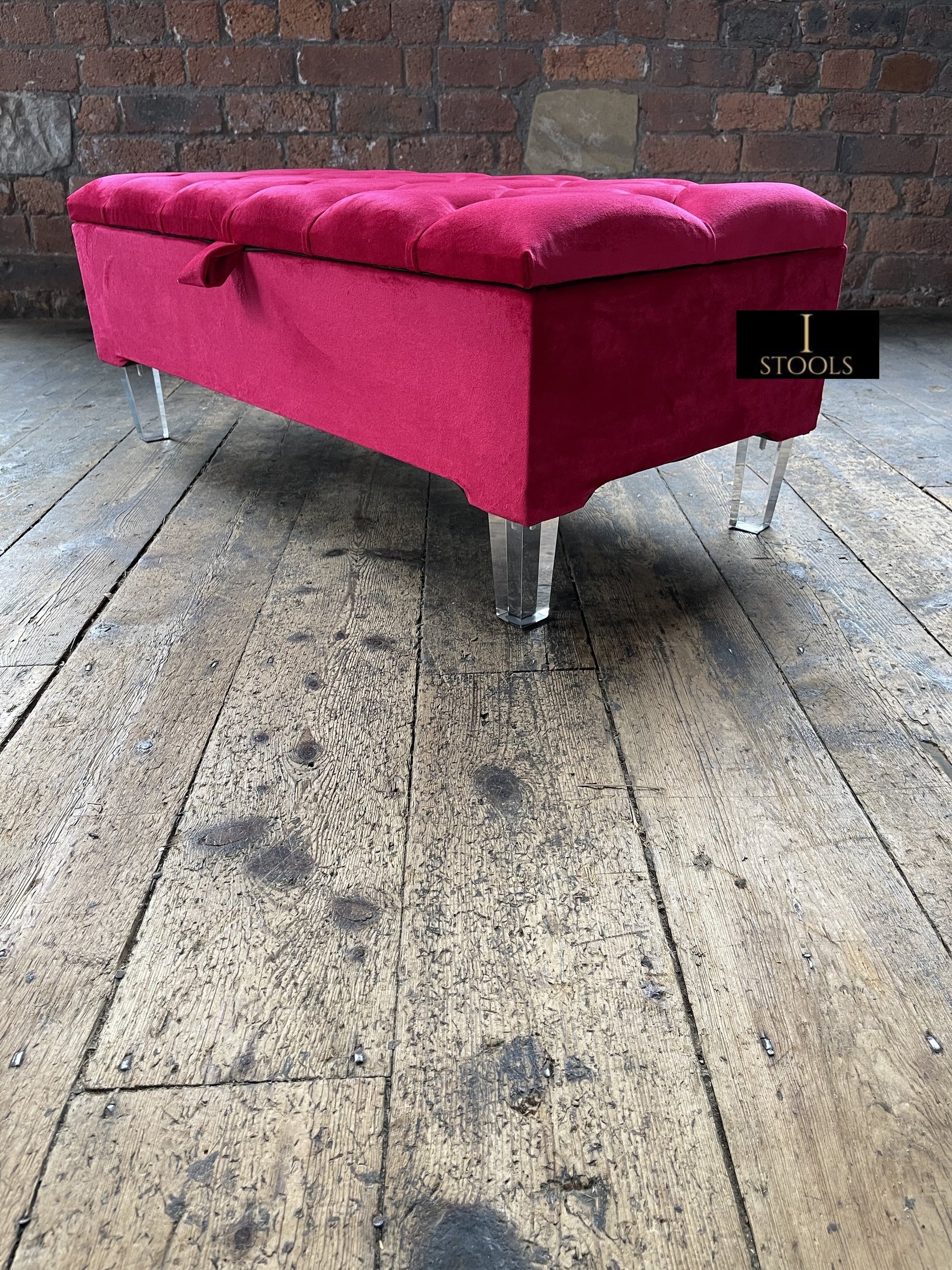 Red/Pink Ottoman Storage Bench | Red/Pink Ottoman Footrest coffee table - ISTOOLS