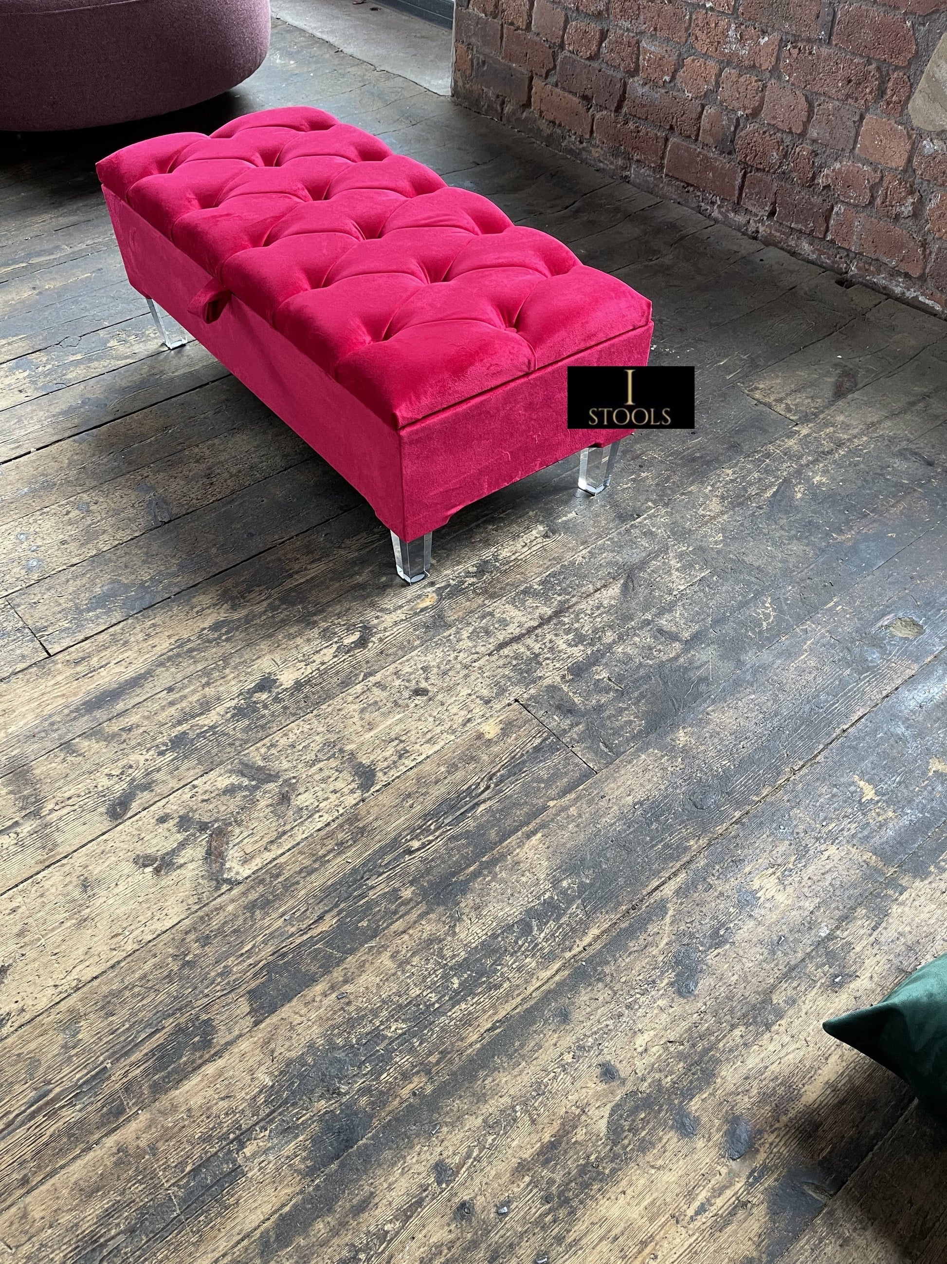 Red/Pink Ottoman Storage Bench | Red/Pink Ottoman Footrest coffee table - ISTOOLS