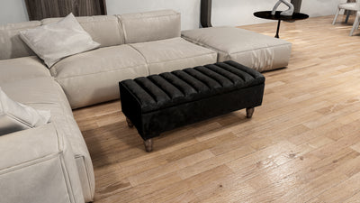 Rectangle line panel storage bench,  Footstool coffee table