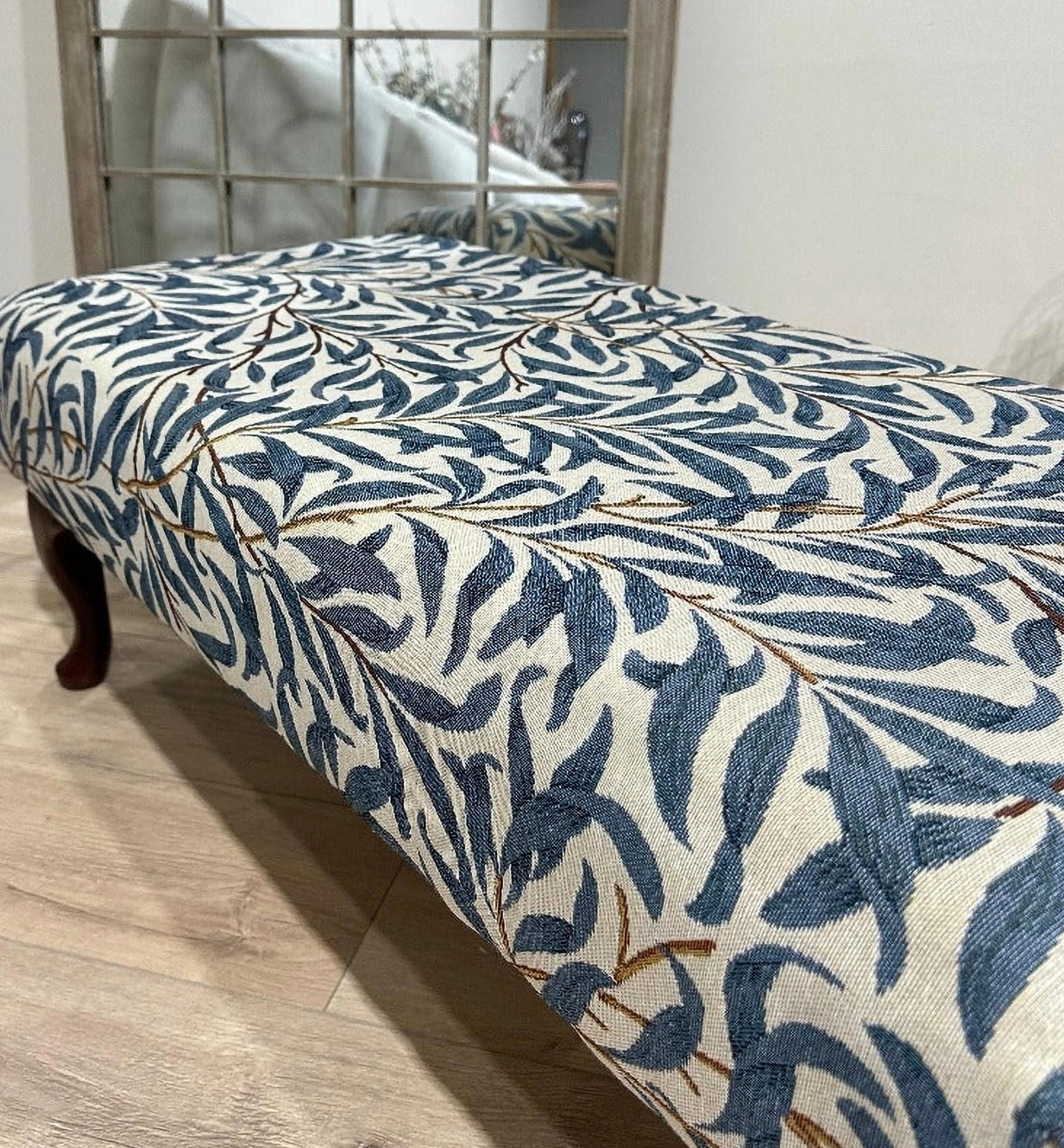 Made to measure blue will footstool no legs