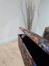 Stained glass embossed multi colour end of bed storage Ottoman,  bay window seat