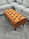 PREMIUM BURNT ORANGE VELVET FOOTSTOOL | POUFFE | FOOTSTOOL | TABLE