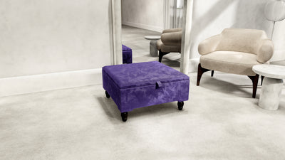 Purple Aubergine Square Plain Ottoman Storage | Purple Velvet Footstool And Pouffe UK