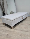 Premium large Teddy Bear Fluffy Creamy White Plain Top Footstool Coffee Table