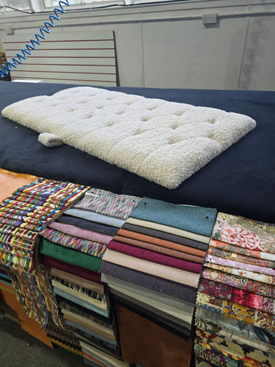 Premium large Teddy Bear Fluffy Creamy White Plain Top Footstool Coffee Table