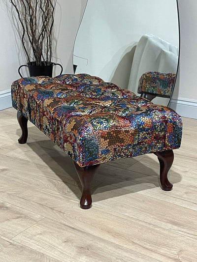 PREMIUM STAINED GLASS FOOTSTOOL | POUFFE FOOTSTOOL TABLE