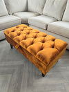 PREMIUM BURNT ORANGE VELVET FOOTSTOOL | POUFFE | FOOTSTOOL | TABLE