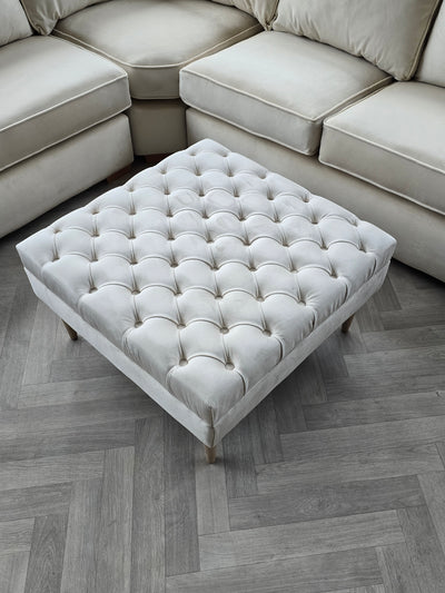 Creamy white Coffee Table Bench, Chesterfield Footstool seat