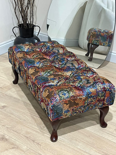 PREMIUM STAINED GLASS FOOTSTOOL | POUFFE FOOTSTOOL TABLE