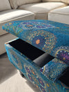 PREMIUM LOOP FLORAL GREEN PATTERN FOOTSTOOL CIRCLE BENCH COFFEE TABLE