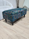 PREMIUM LOOP FLORAL GREEN PATTERN FOOTSTOOL CIRCLE BENCH COFFEE TABLE